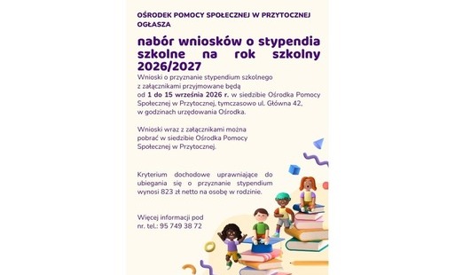Zdjęcie do Nab&oacute;r wniosk&oacute;w stypendia szkolne na rok szkolny 2026/2027